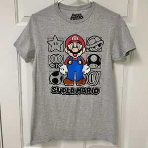 Super Mario Heather Gray Graphic T-Shirt